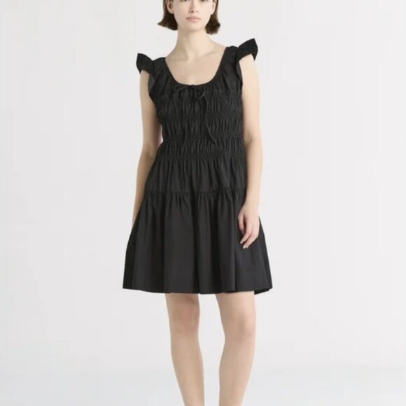 Free Assembly Women’s Smocked Cotton Mini Dress with Flutter Sleeves Size M - Picture 1 of 8